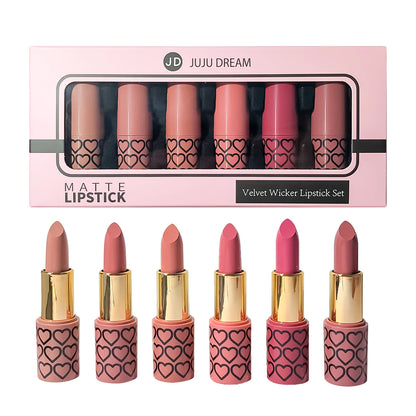 Coffret 6 Rouges à Lèvres Mats Nude — Longue Tenue