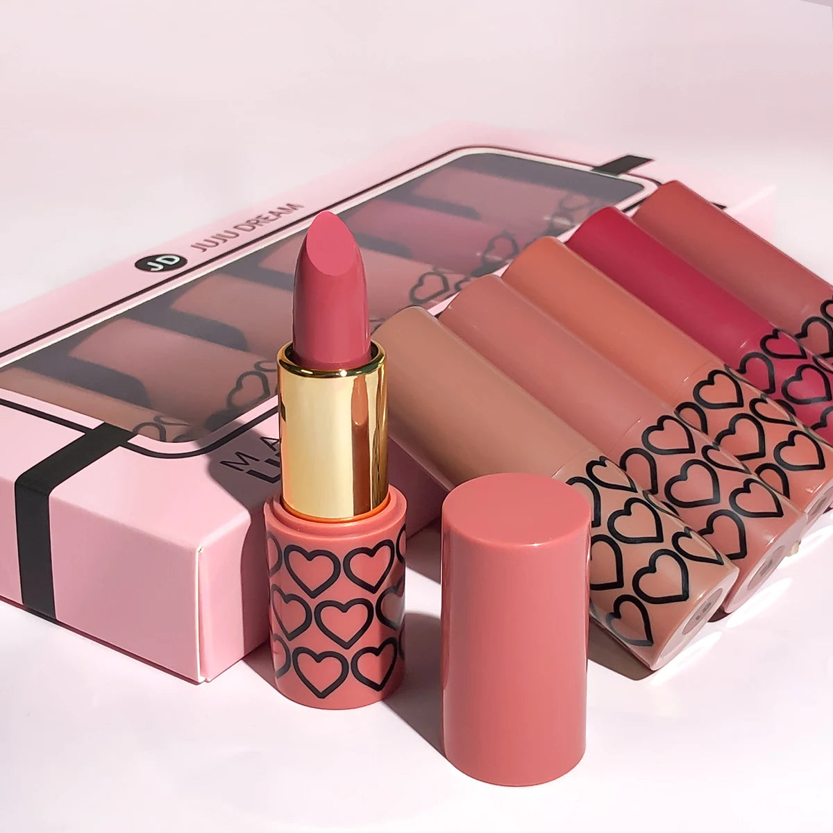 Coffret 6 Rouges à Lèvres Mats Nude — Longue Tenue